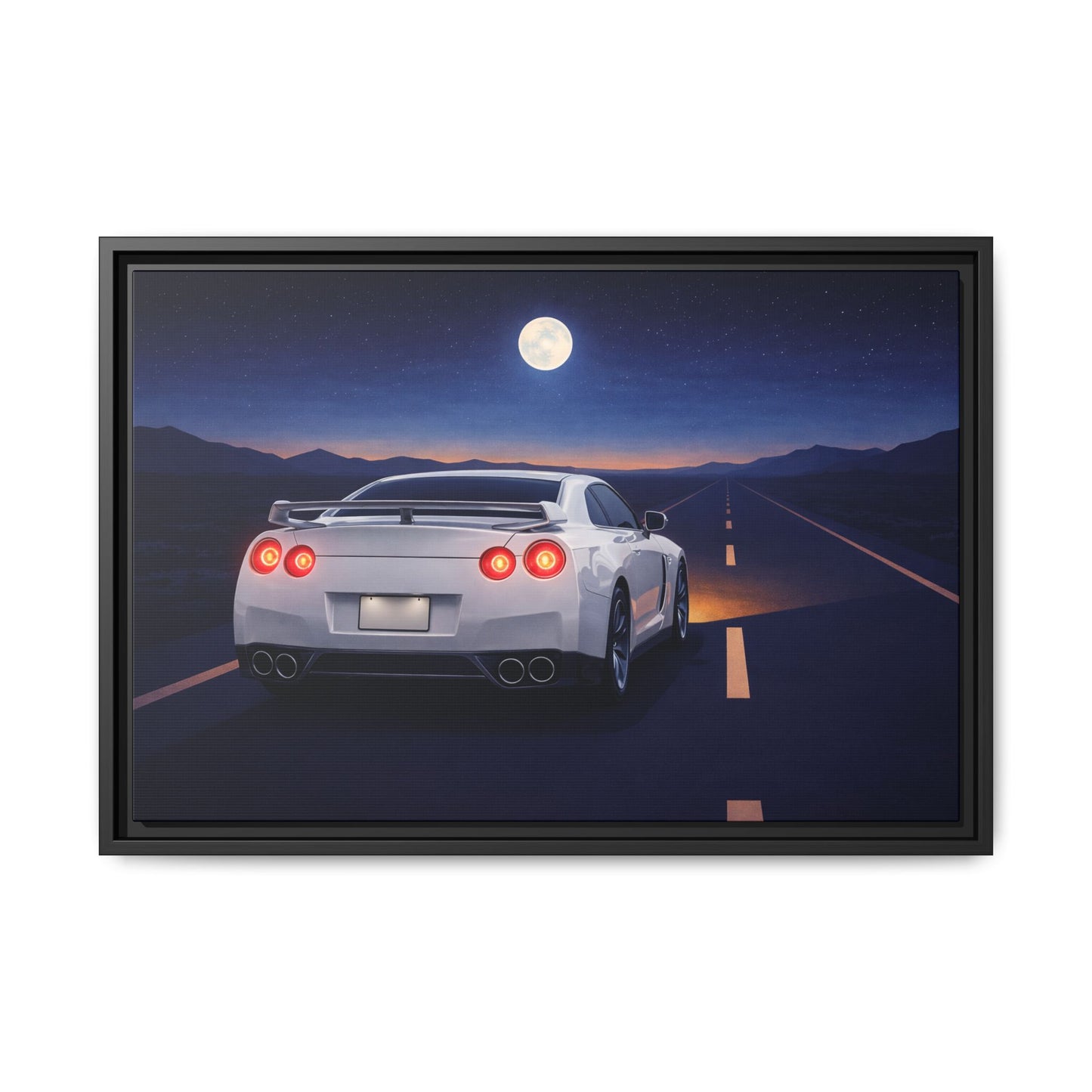 RetroGTR White Night Drive Wall Framed Canvas | JDM Car Decor | Sports Car Poster | Garage Man Cave Bedroom Art 3 of 3