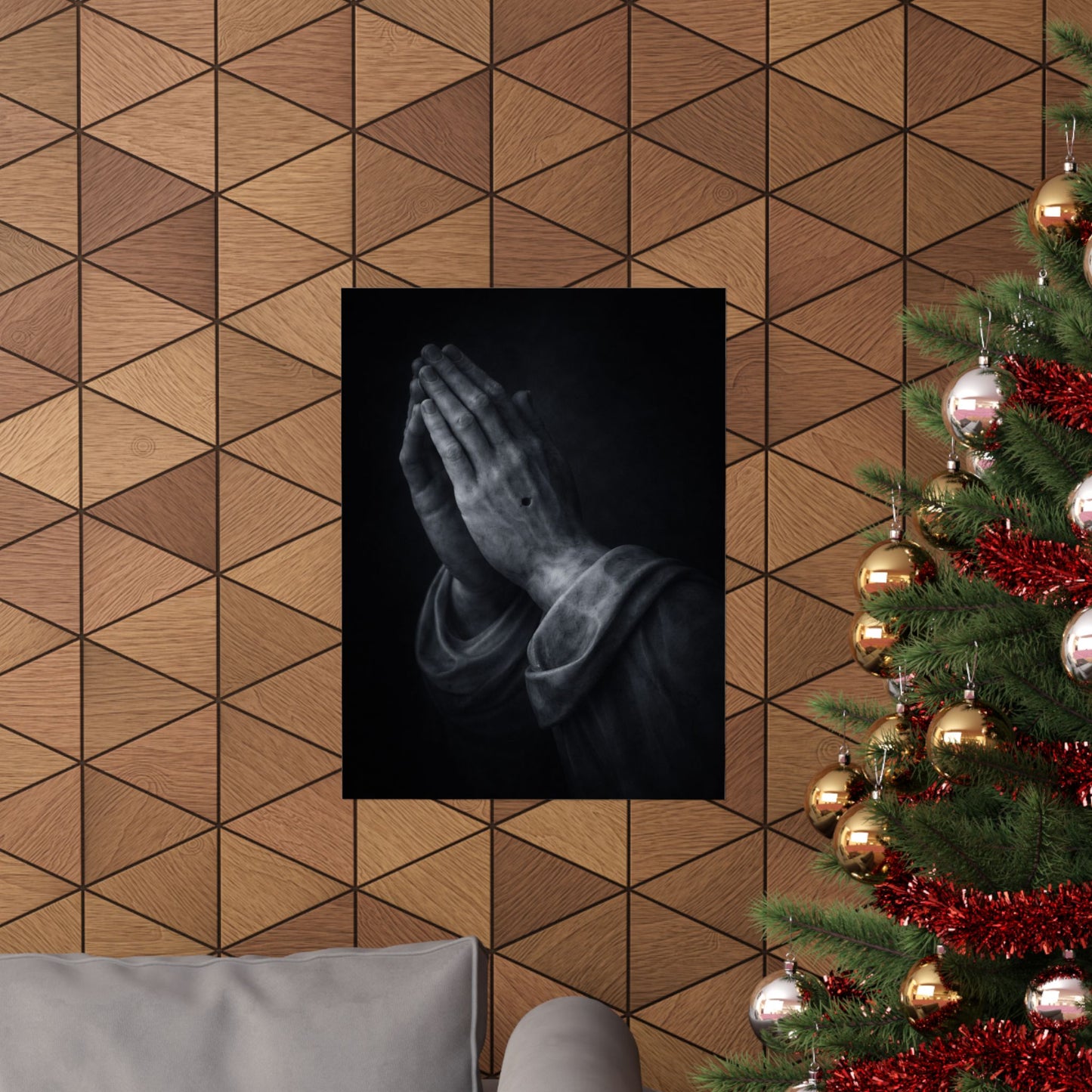 Praying Hands Poster | Christian Home Decor | Religious Art Print | Dark Moody Faith Art | Spiritual Gift Decor 3of3