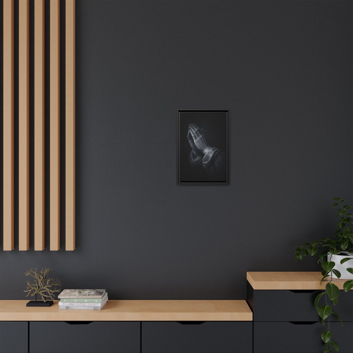 Praying Hands Art Print Canvas Framed | Religious Wall Decor, Matte Black 3 of 3