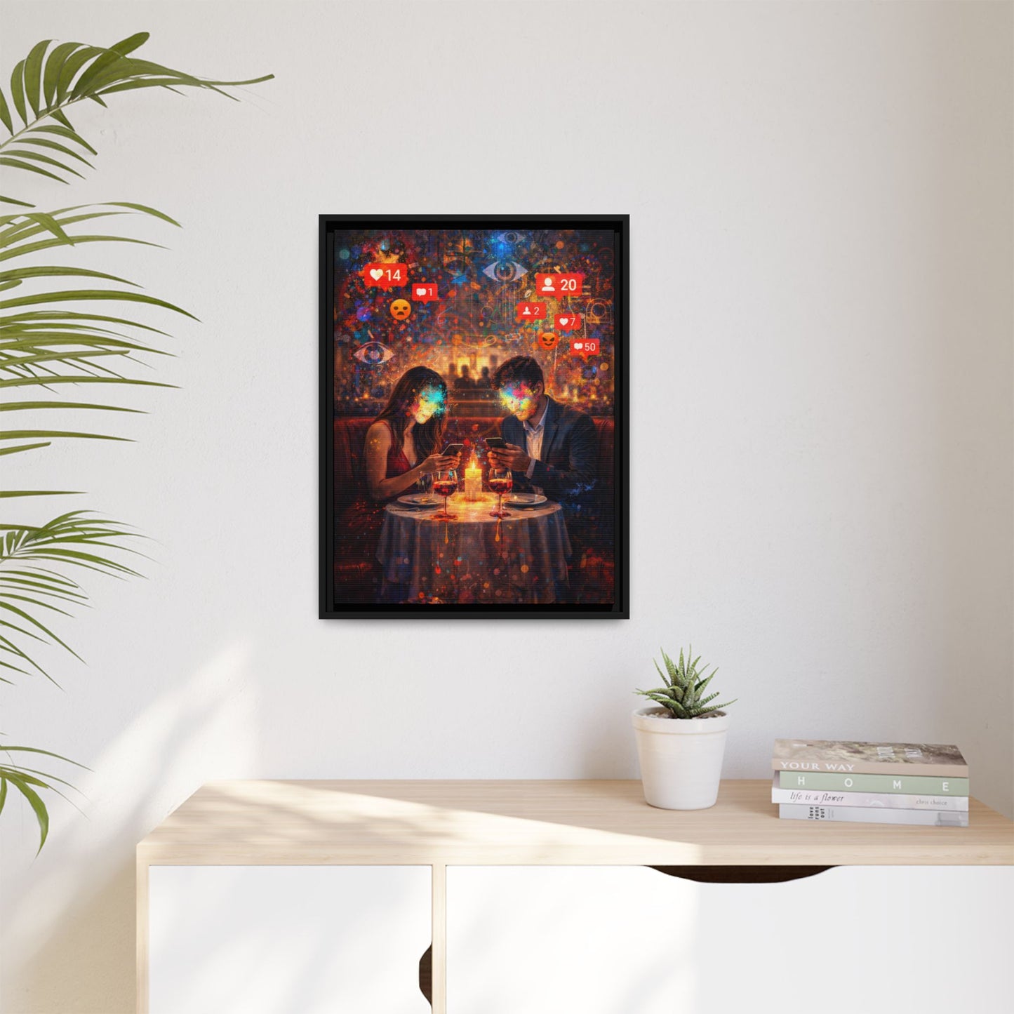 2 of 3 Digital Date Night Canvas Framed | Matte Wall Art