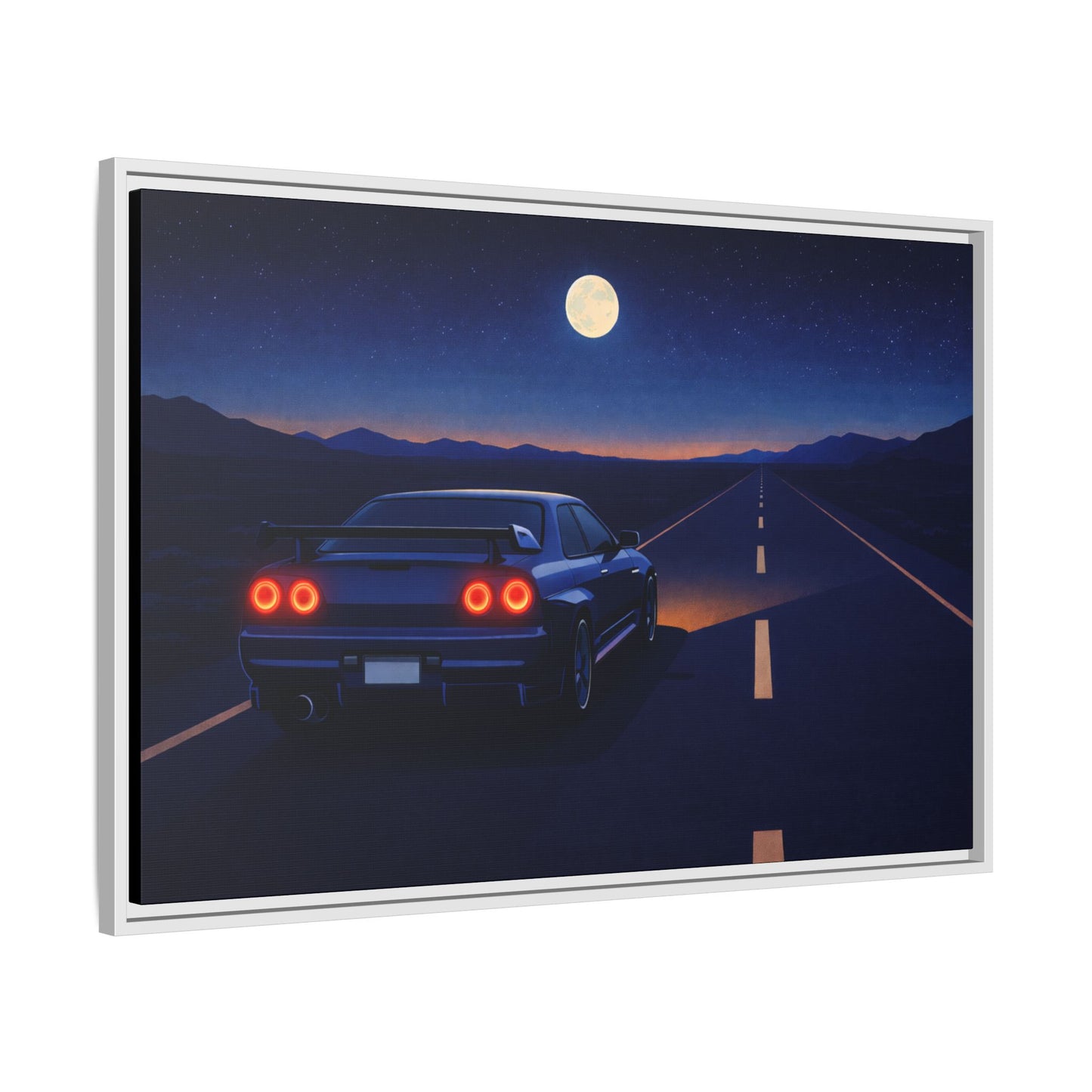 RetroGTR Blue Night Drive Wall Framed Canvas | JDM Car Decor | Sports Car Poster | Garage Man Cave Bedroom Art 2 of 3