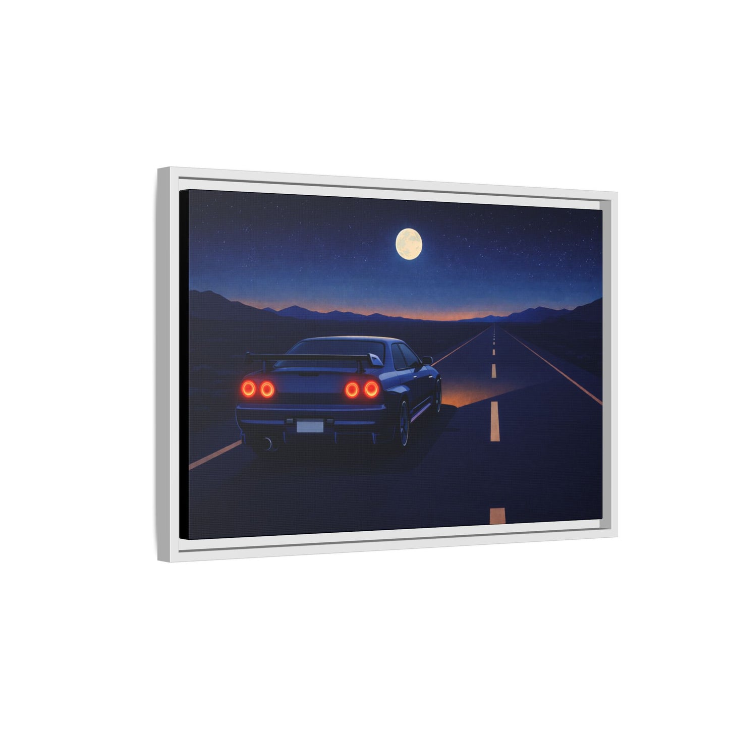 RetroGTR Blue Night Drive Wall Framed Canvas | JDM Car Decor | Sports Car Poster | Garage Man Cave Bedroom Art 2 of 3