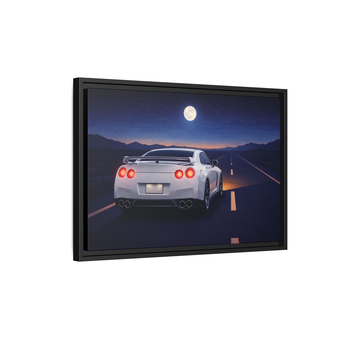 RetroGTR White Night Drive Wall Framed Canvas | JDM Car Decor | Sports Car Poster | Garage Man Cave Bedroom Art 3 of 3