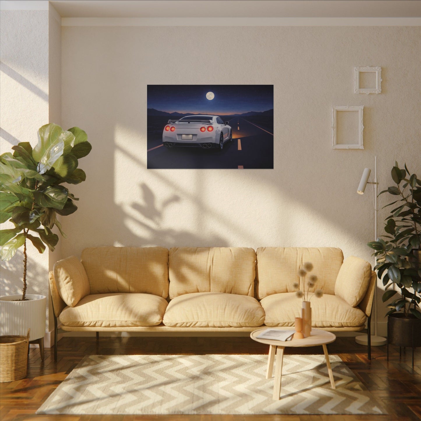 RetroGTR White Night Drive Wall Canvas | JDM Car Decor | Sports Car Poster | Garage Man Cave Bedroom Art 3 of 3