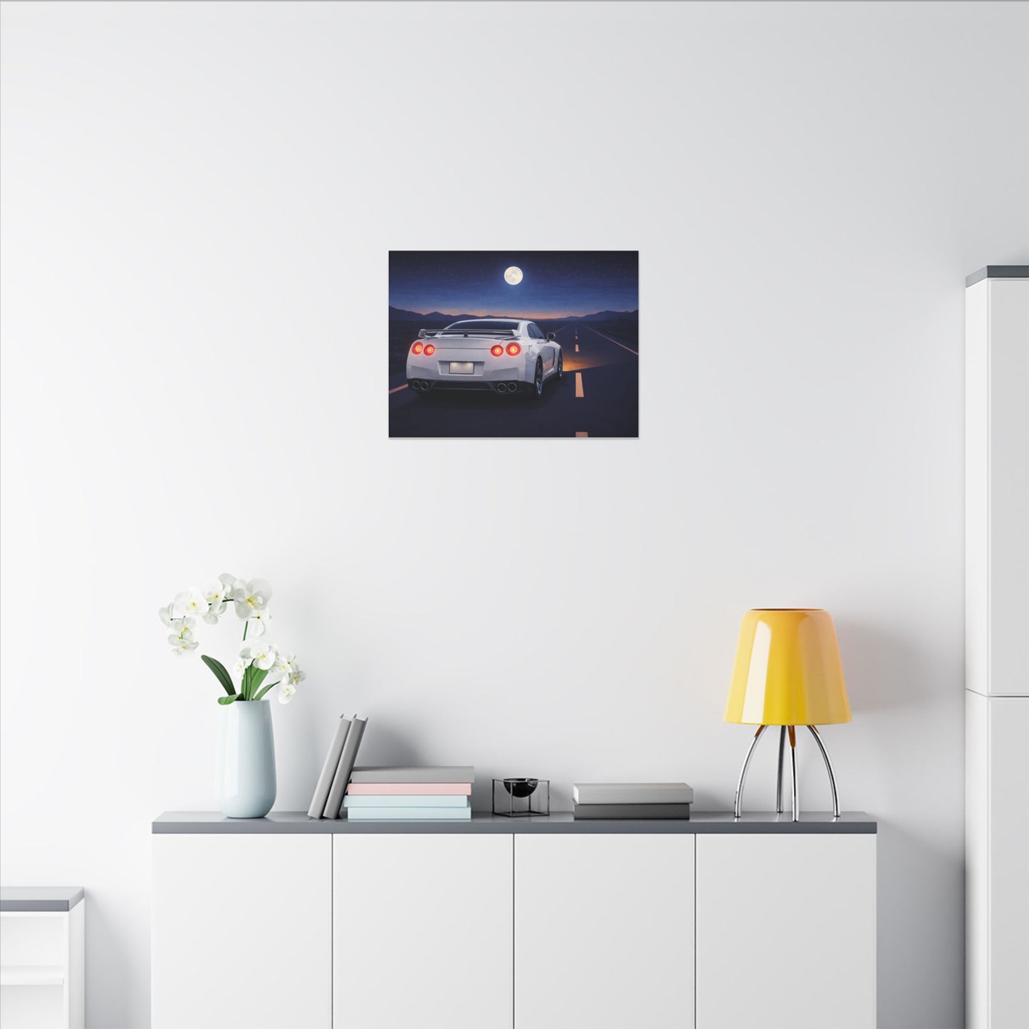 RetroGTR White Night Drive Wall Canvas | JDM Car Decor | Sports Car Poster | Garage Man Cave Bedroom Art 3 of 3