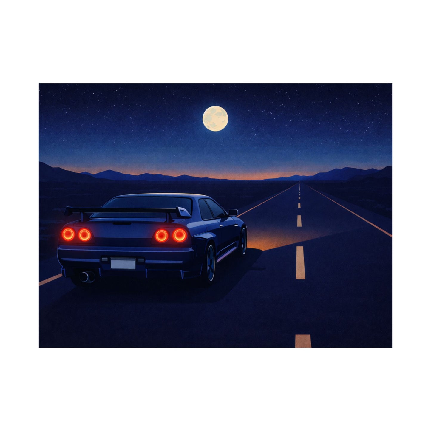 RetroGTR Blue Night Drive Wall Poster | JDM Car Decor | Sports Car Poster | Garage Man Cave Bedroom Art  2 of 3