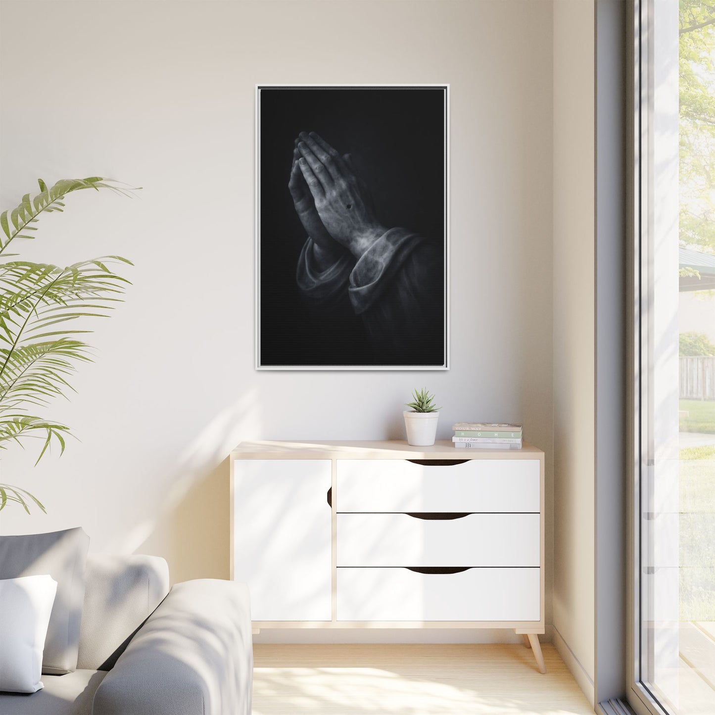 Praying Hands Art Print Canvas Framed | Religious Wall Decor, Matte Black 3 of 3