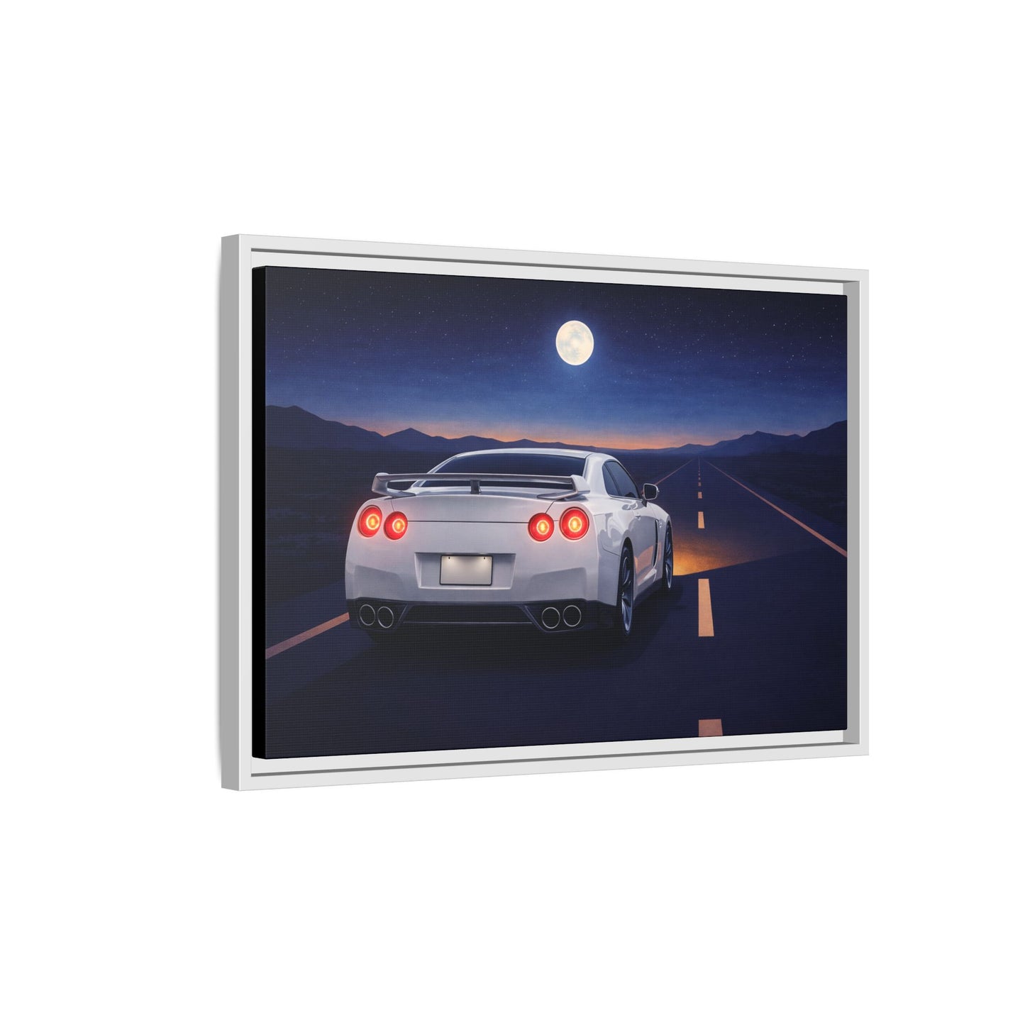 RetroGTR White Night Drive Wall Framed Canvas | JDM Car Decor | Sports Car Poster | Garage Man Cave Bedroom Art 3 of 3
