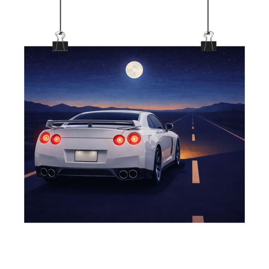 RetroGTR White Night Drive Wall Poster | JDM Car Decor | Sports Car Poster | Garage Man Cave Bedroom Art 3 of 3