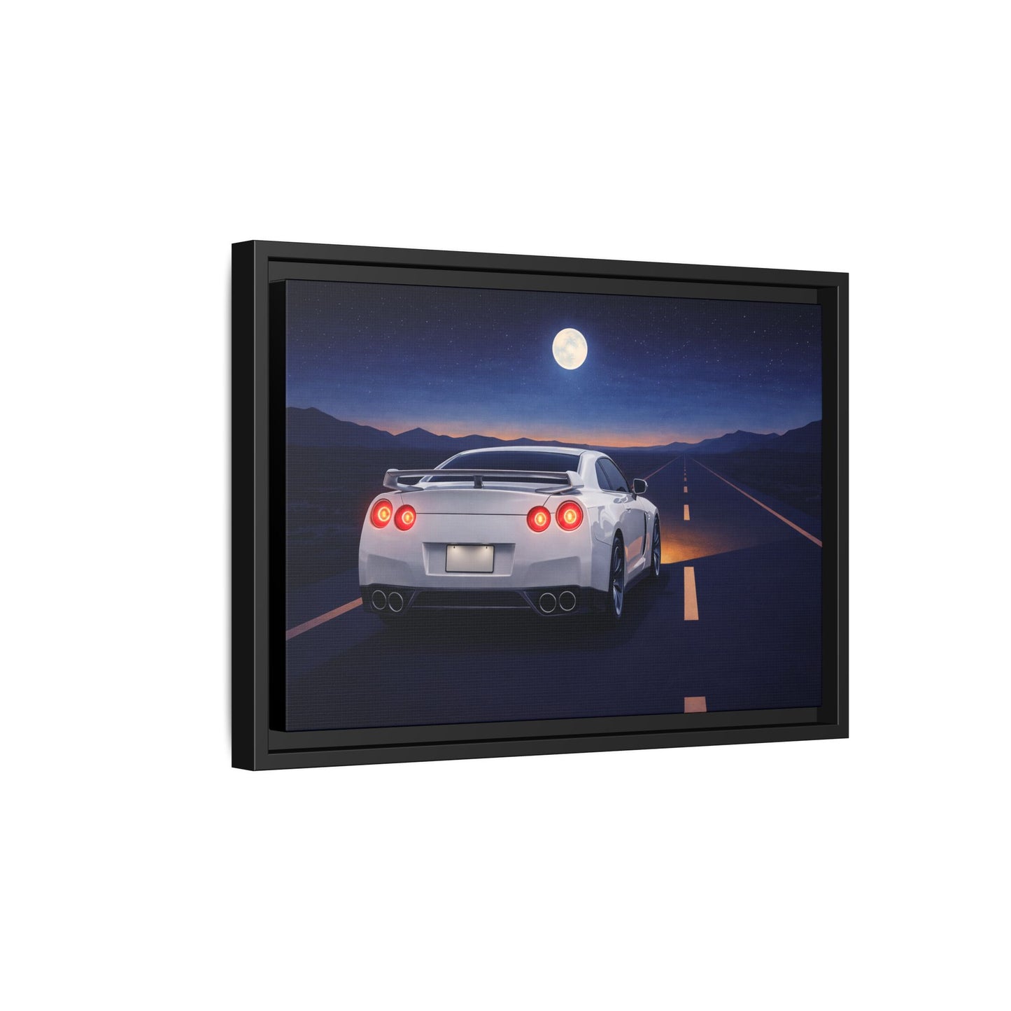 RetroGTR White Night Drive Wall Framed Canvas | JDM Car Decor | Sports Car Poster | Garage Man Cave Bedroom Art 3 of 3