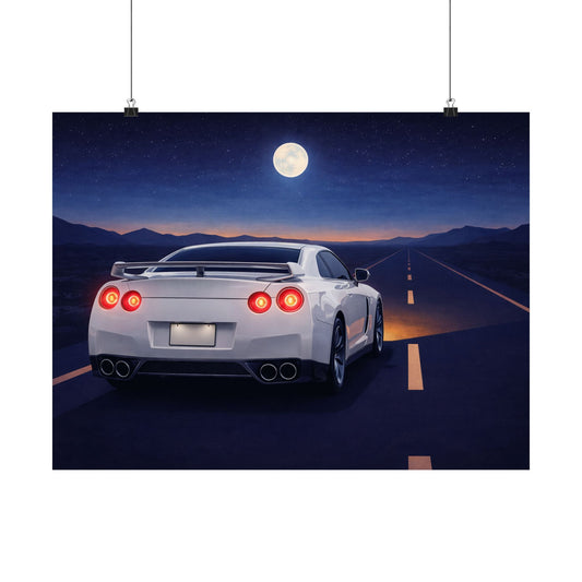 RetroGTR White Night Drive Wall Poster | JDM Car Decor | Sports Car Poster | Garage Man Cave Bedroom Art 3 of 3
