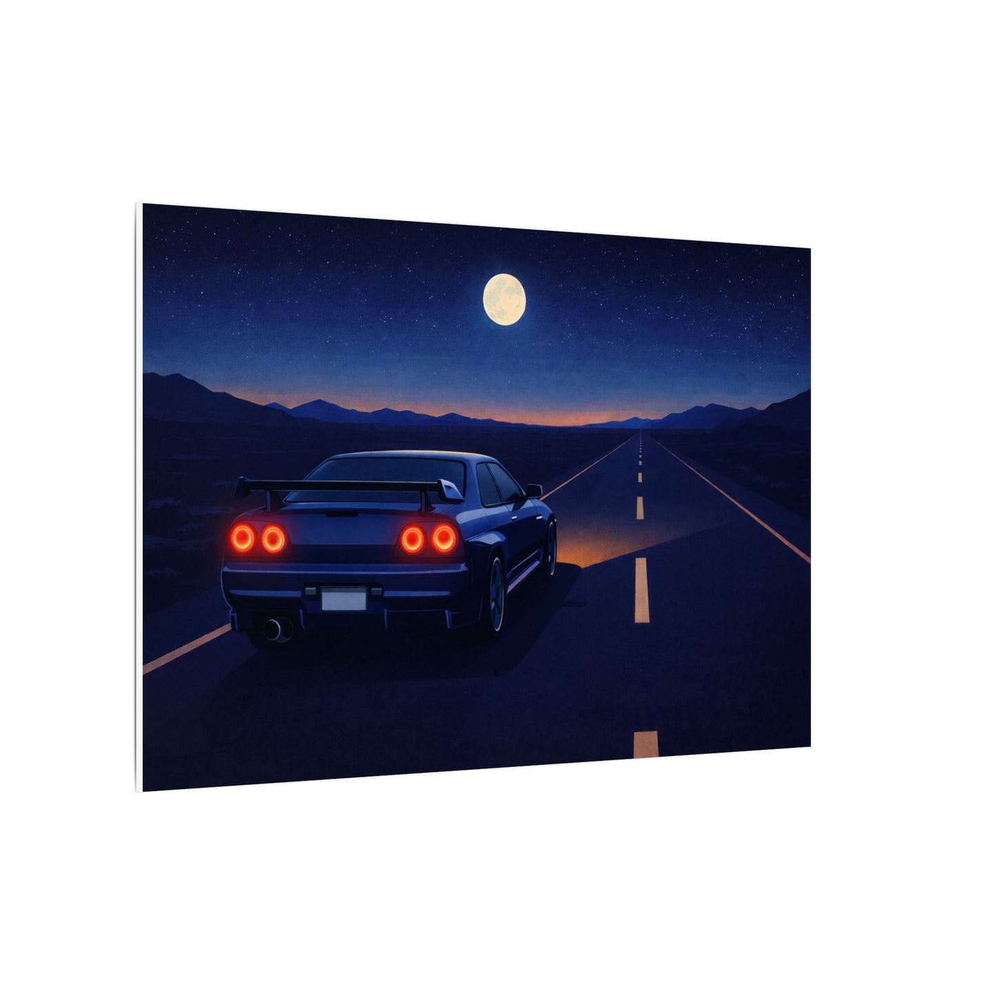 RetroGTR Blue Night Drive Wall Canvas | JDM Car Decor | Sports Car Poster | Garage Man Cave Bedroom Art 2 of 3