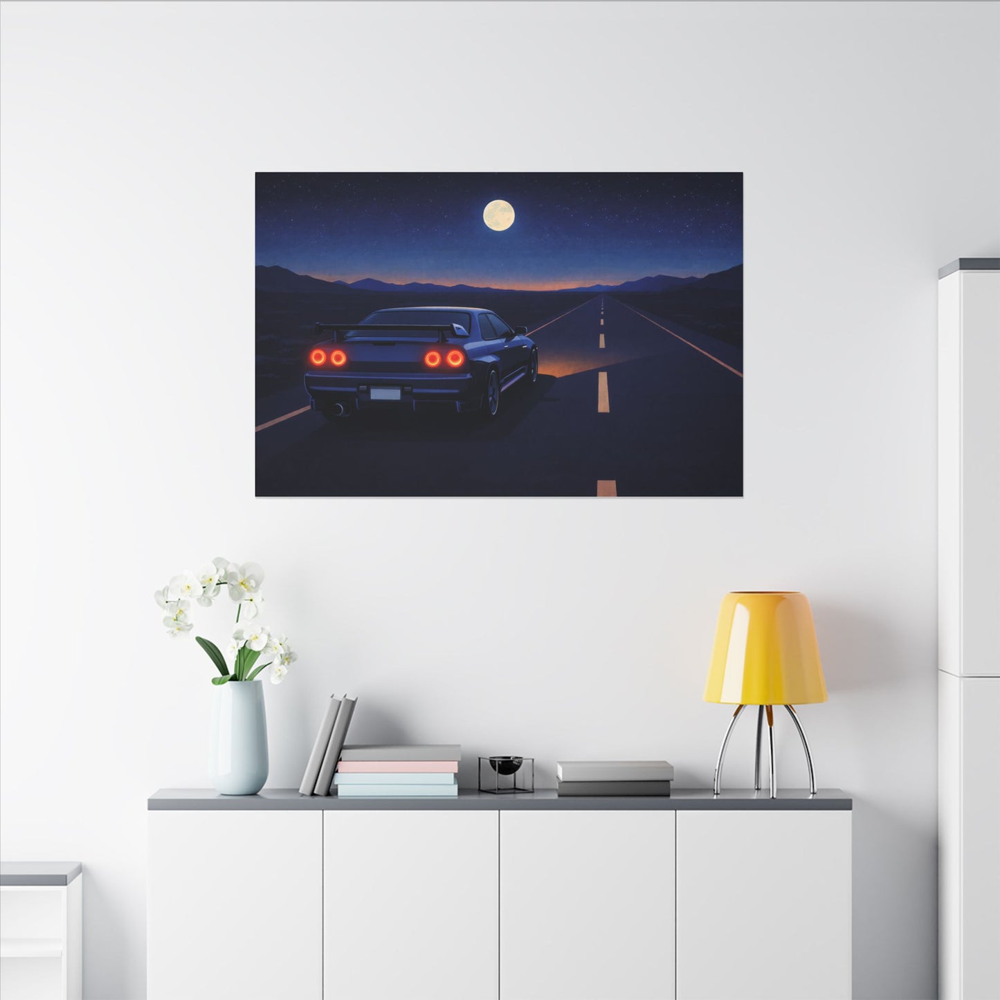 RetroGTR Blue Night Drive Wall Canvas | JDM Car Decor | Sports Car Poster | Garage Man Cave Bedroom Art 2 of 3