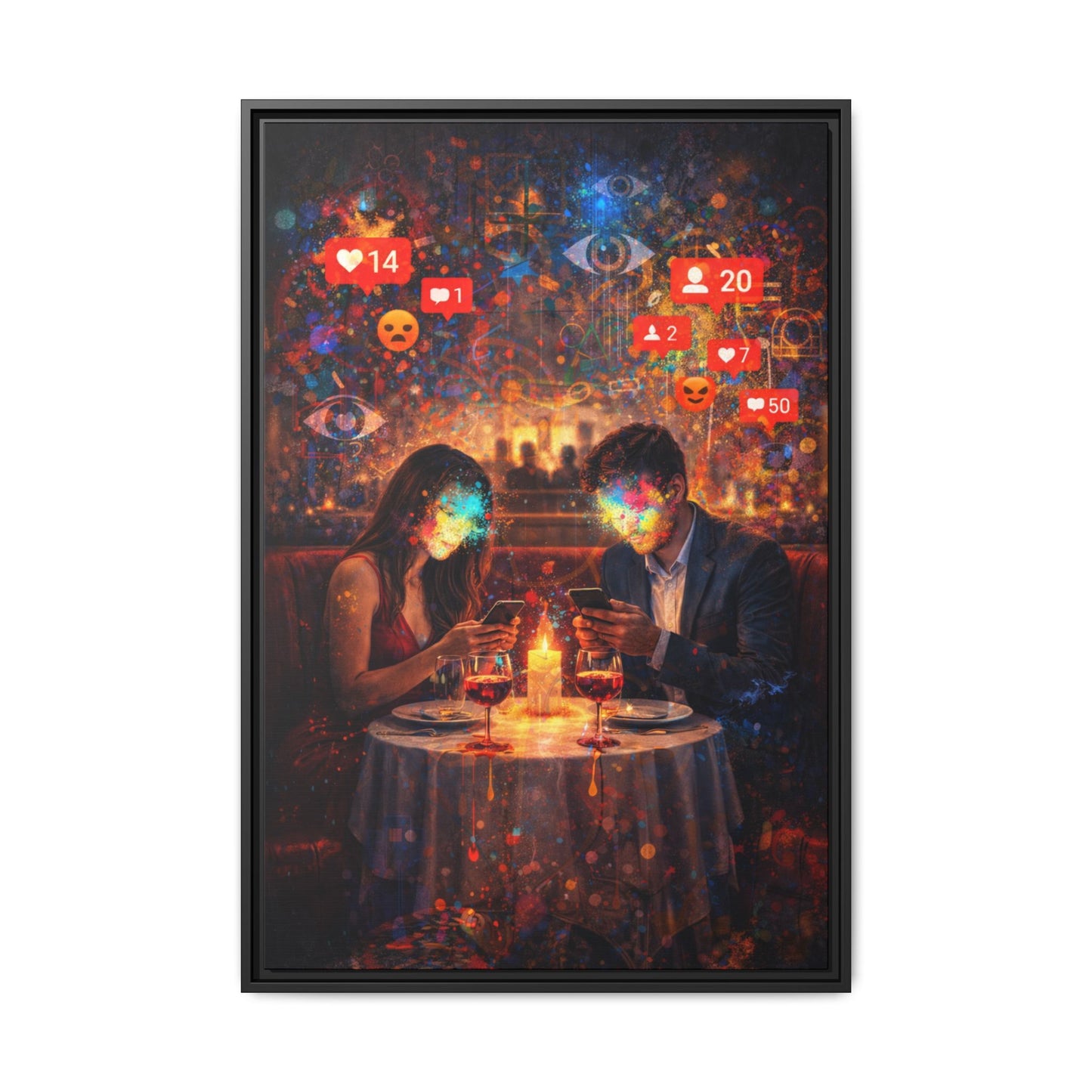 2 of 3 Digital Date Night Canvas Framed | Matte Wall Art