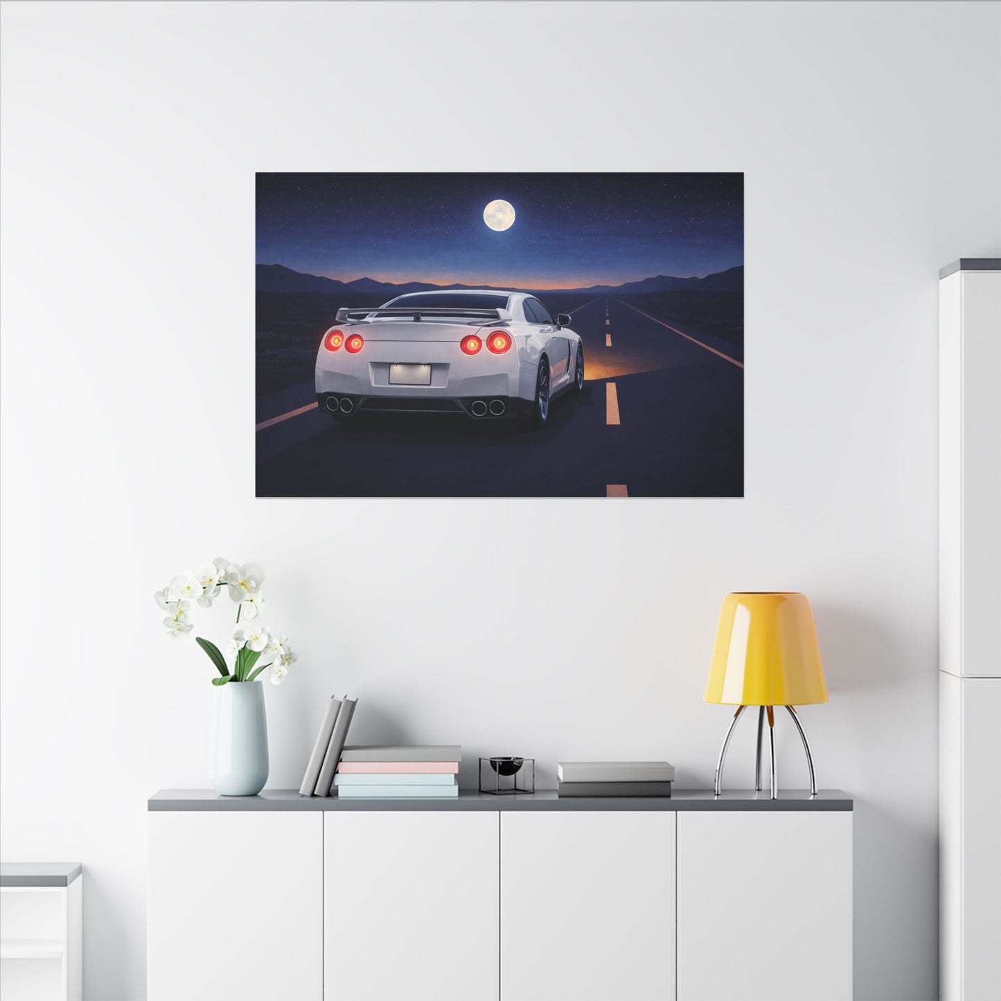 RetroGTR White Night Drive Wall Canvas | JDM Car Decor | Sports Car Poster | Garage Man Cave Bedroom Art 3 of 3