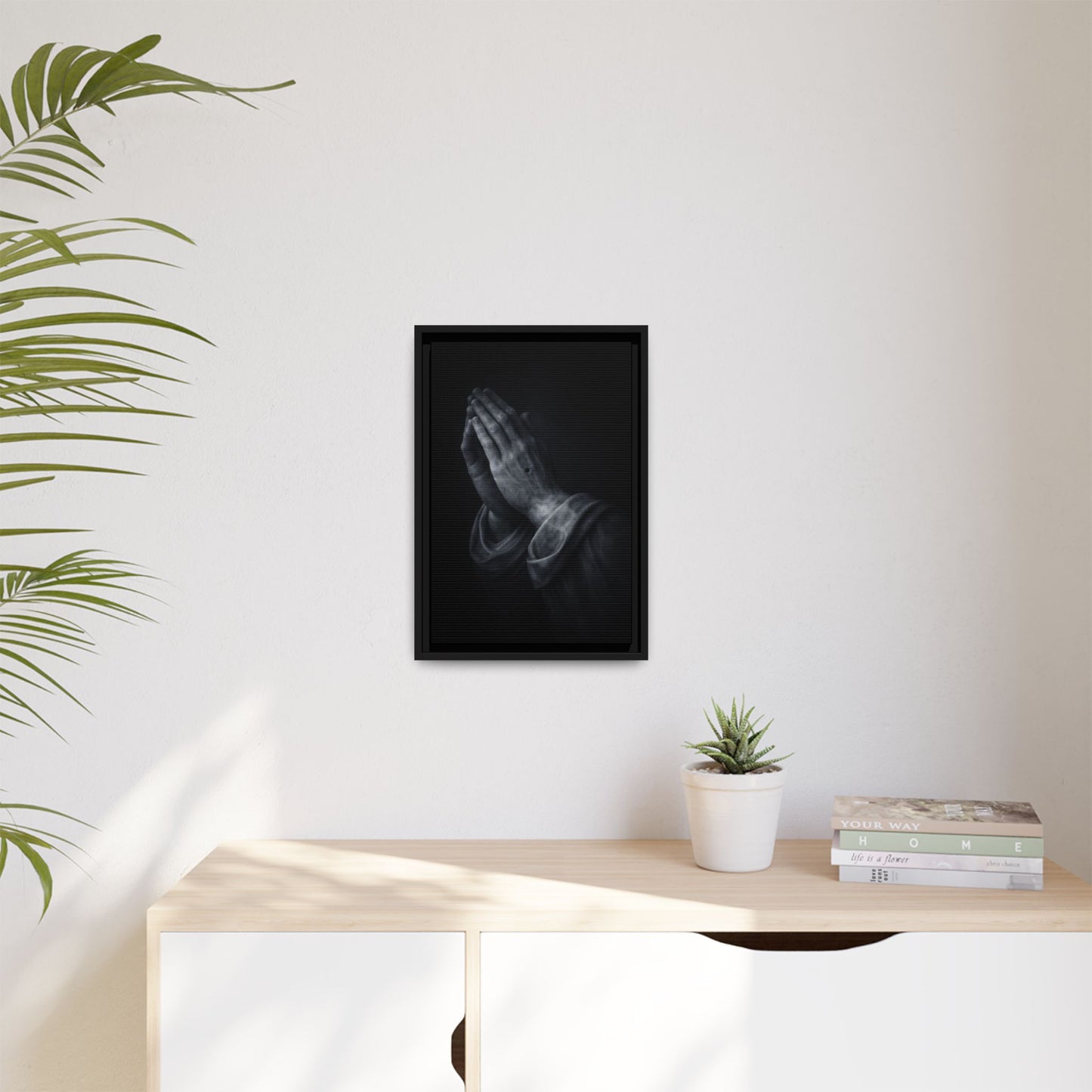 Praying Hands Art Print Canvas Framed | Religious Wall Decor, Matte Black 3 of 3