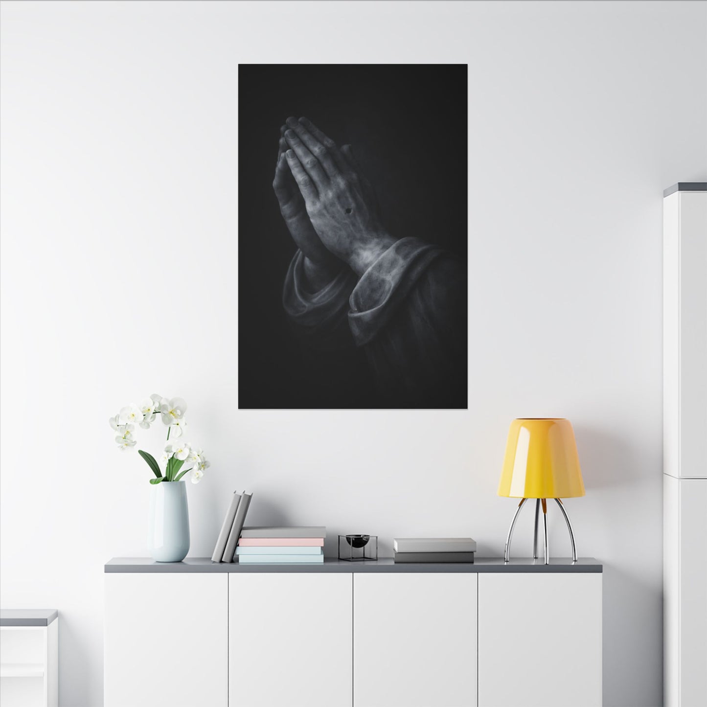 Praying Hands  Canvas | Christian Home Decor | Religious Art Print | Dark Moody Faith Art | Spiritual Gift Decor 3of3