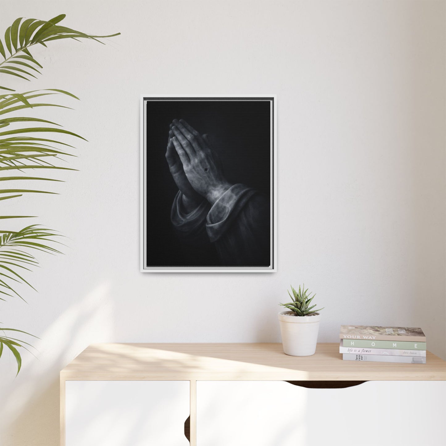 Praying Hands Art Print Canvas Framed | Religious Wall Decor, Matte Black 3 of 3